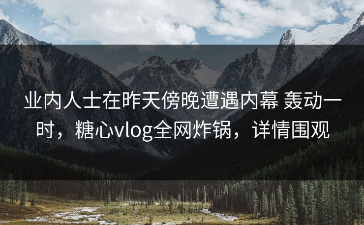 业内人士在昨天傍晚遭遇内幕 轰动一时，糖心vlog全网炸锅，详情围观